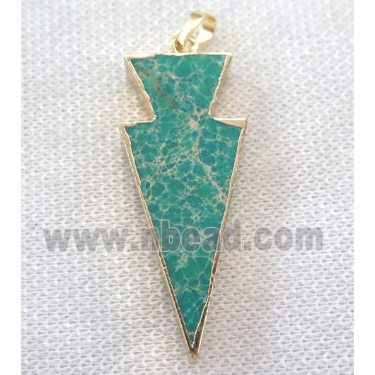 green Sea Sediment jasper pendant, arrowhead