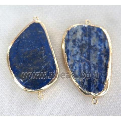 Lapis Lazuli connector, freeform, gold plated