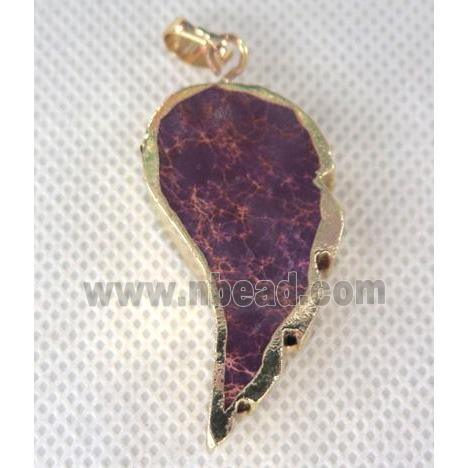 Sea Sediment pendant, angel wing, purple