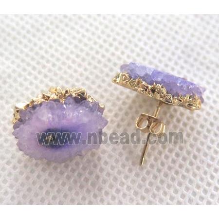 solar quartz druzy studs, purple