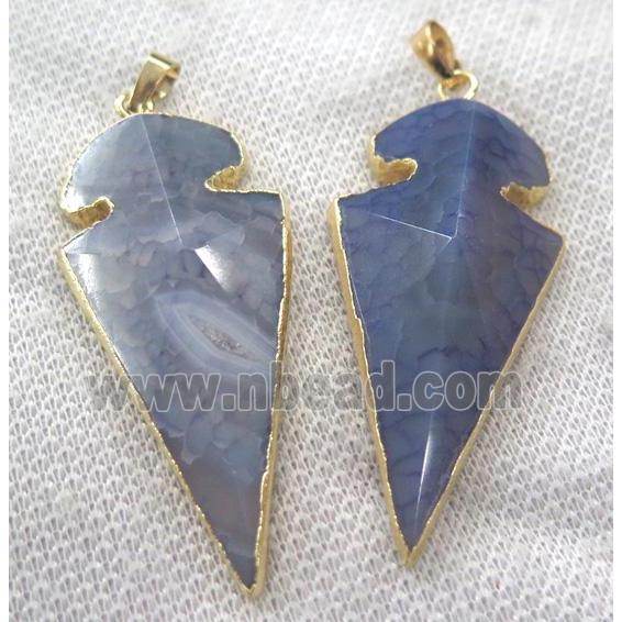 agate pendant, point arrowhead, purple