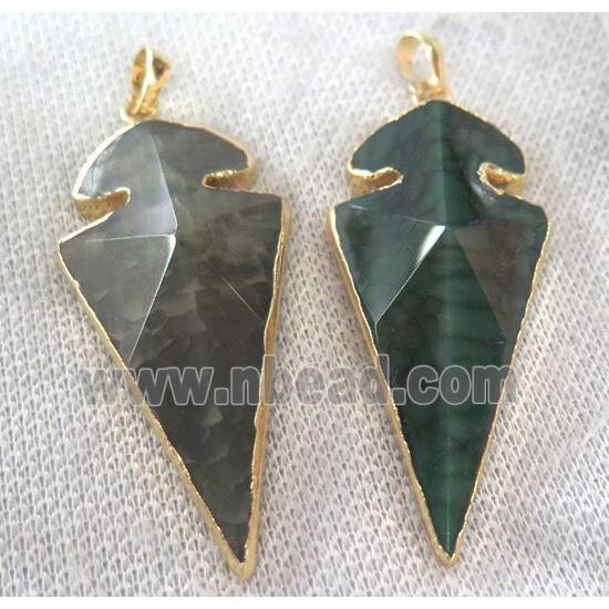 green agate arrowhead pendant, point