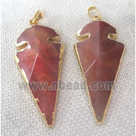 red agate arrowhead pendant, point