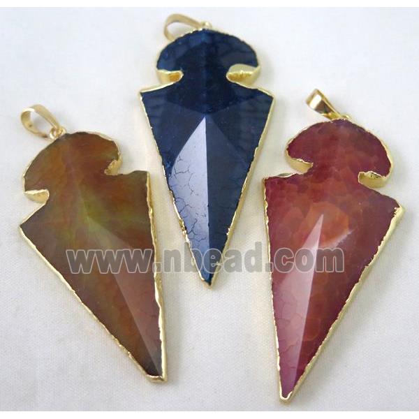 agate pendant, arrowhead, point, mixed color