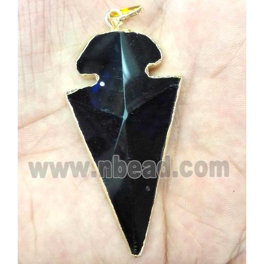 black agate arrowhead pendant, point