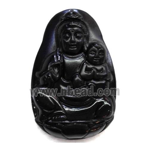 black obsidian buddha pendant