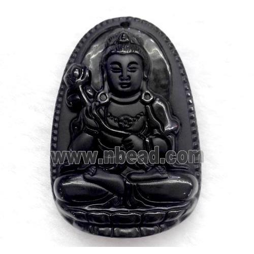 black obsidian pendant, buddha