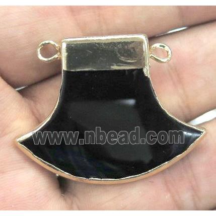 black onyx pendant with 2-holes, hatchet