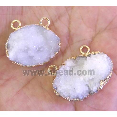 white druzy quartz pendant with 2-holes, oval