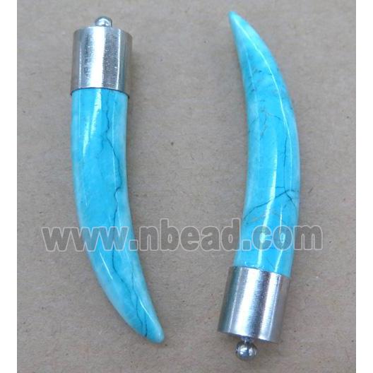 Turquoise Horn Pendant, blue