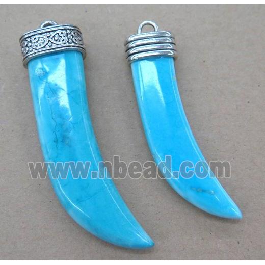 blue Turquoise horn pendant