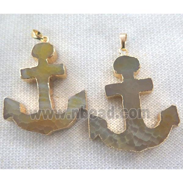 agate anchor pendant, yellow, gold plated