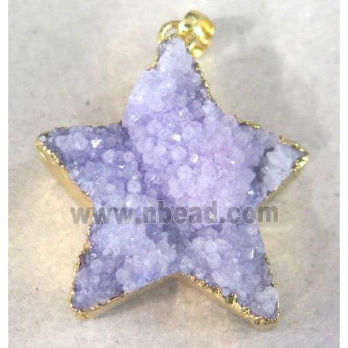 purple quartz druzy star pendant