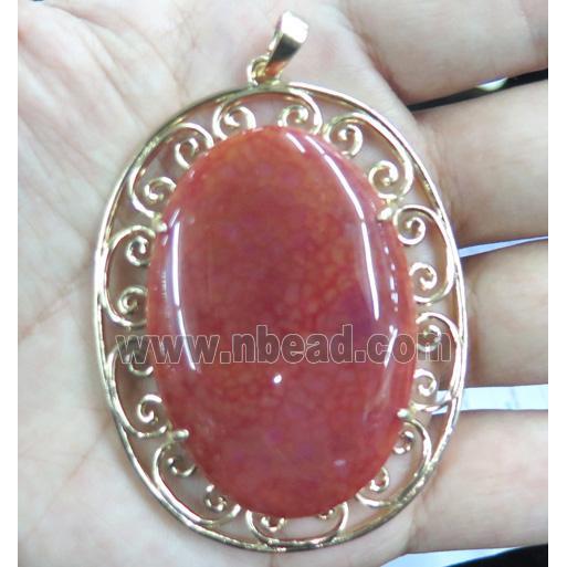 agate pendant, oval, red
