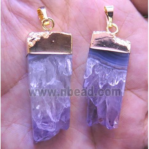 amethyst druzy pendant, freeform, purple