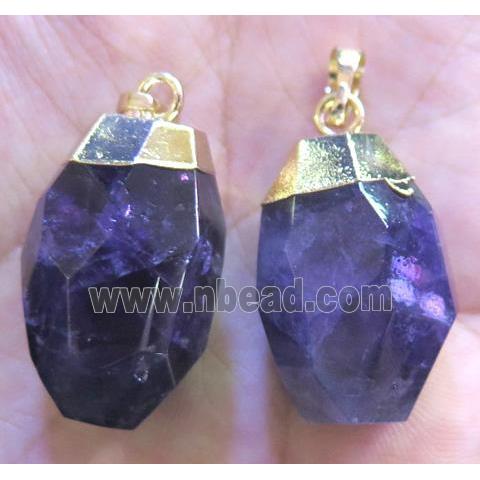Amethyst pendant, faceted freeform, purple
