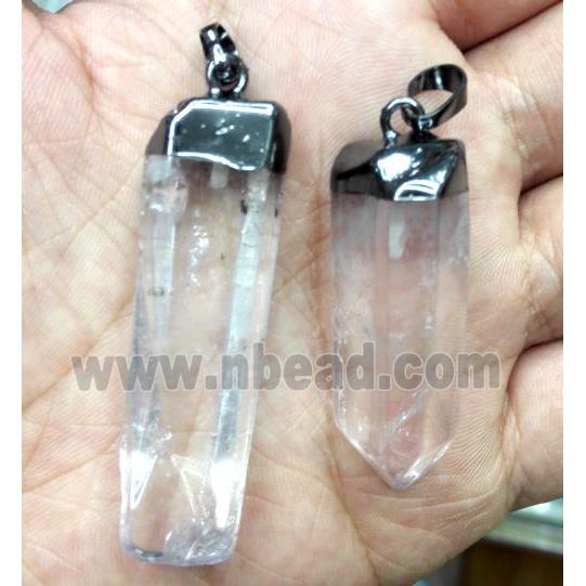 clear quartz pendant, stick, black