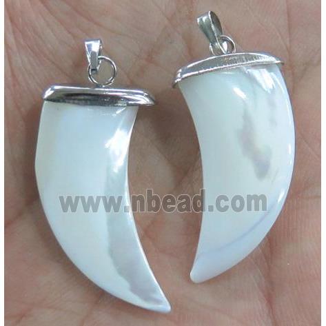 white pearl shell pendant, cattle horn