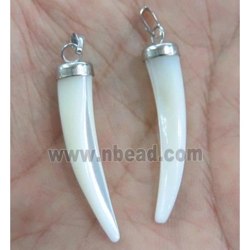white pearl shell pendant, cattle horn