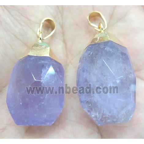 Amethyst pendant, faceted freeform, gold plated