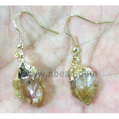 citrine earring, gold plated
