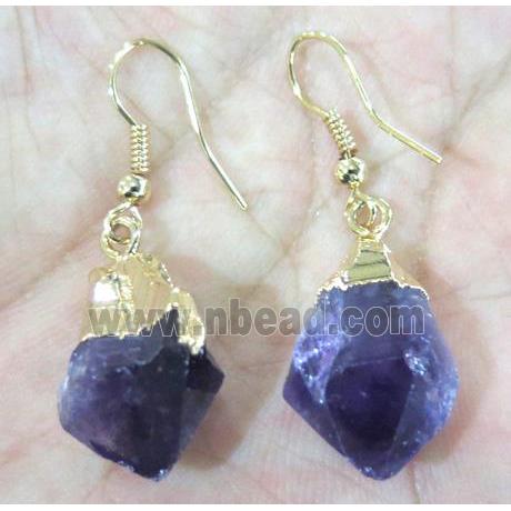 purple amethyst earring, gold plated