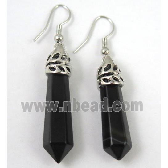 black onyx agate stick earring