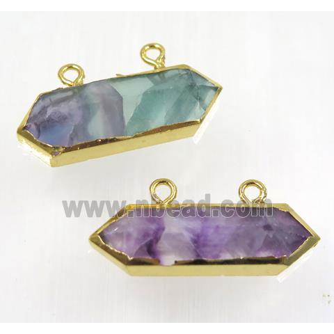 Fluorite pendant with 2holes, faceted bullet