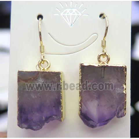 amethyst earring, gold plated