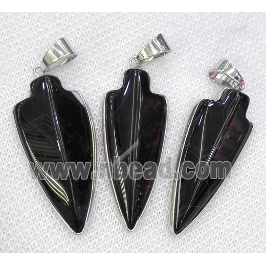 black agate pendant, arrowhead