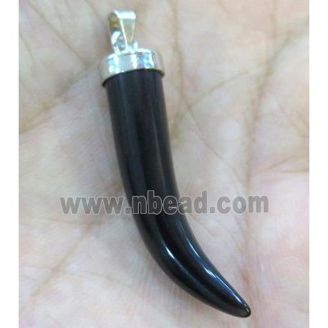black agate horn pendant