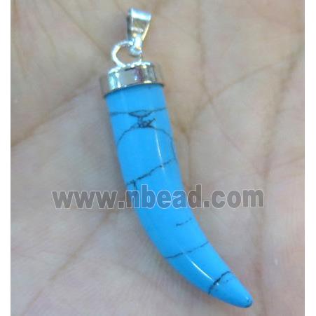 blue turquoise horn pendant