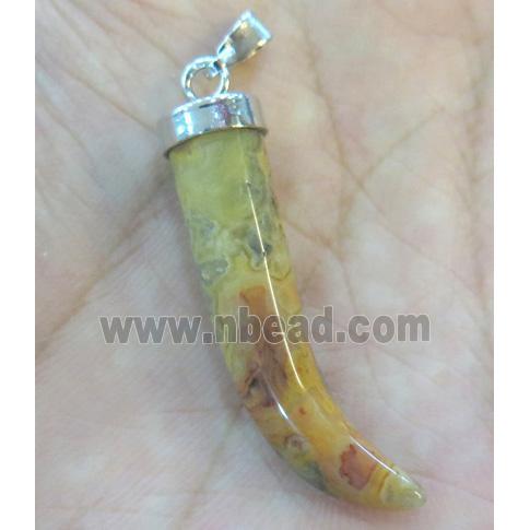 Crazy Agate horn pendant, yellow