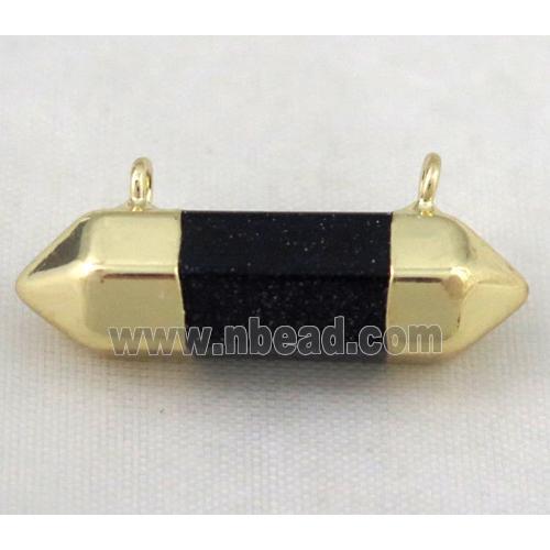 blue sandstone bullet pendant with 2holes, gold plated