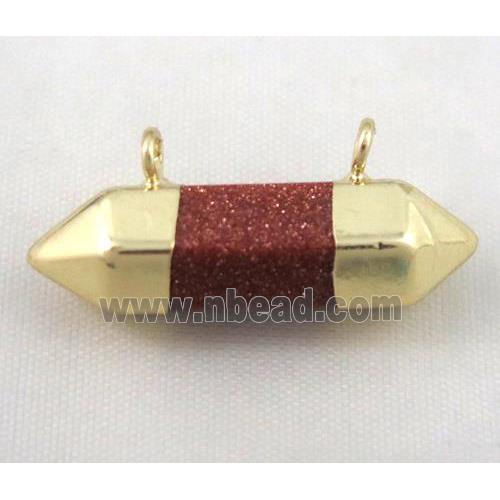 gold sandstone pendant with 2holes, bullet, gold plated