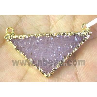 druzy agate triangle pendant, 24K Gold plated
