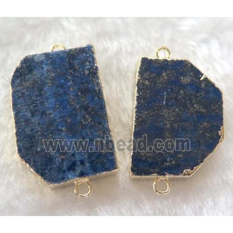 Lapis Lazuli connector, freeform, gold plated
