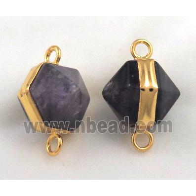 amethyst connector, gold plated