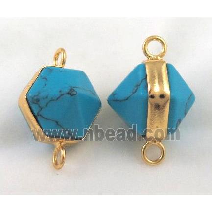 blue turquoise connector, gold plated