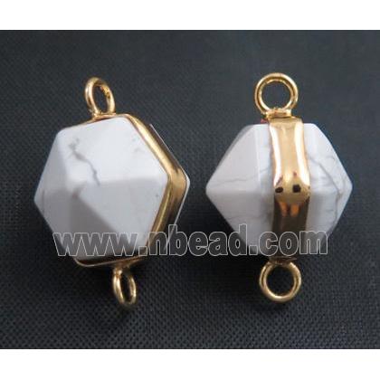 white turquoise connector, gold plated
