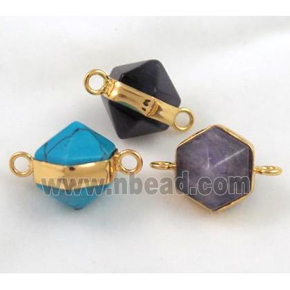mix gemstone connector, gold plated