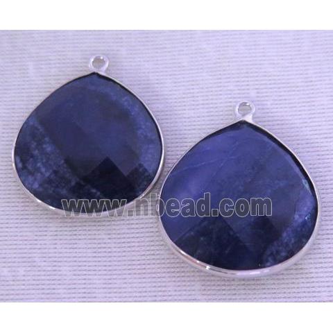 faceted jade teardrop pendant, blue dye