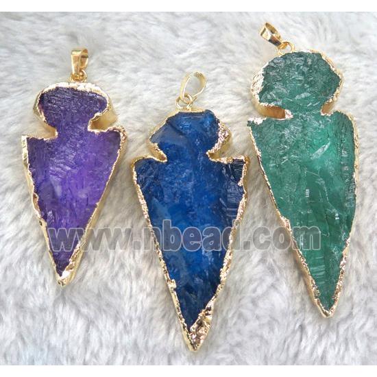 quartz arrowhead pendant, dye, mix color