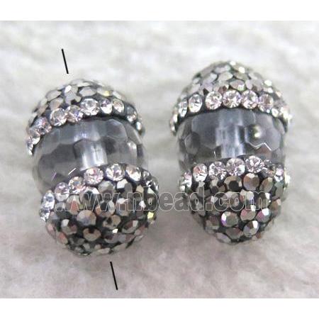 crystal quartz glass bead paved rhinestone, faceted round