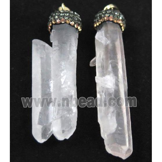 clear quartz pendant paved rhinestone, stick