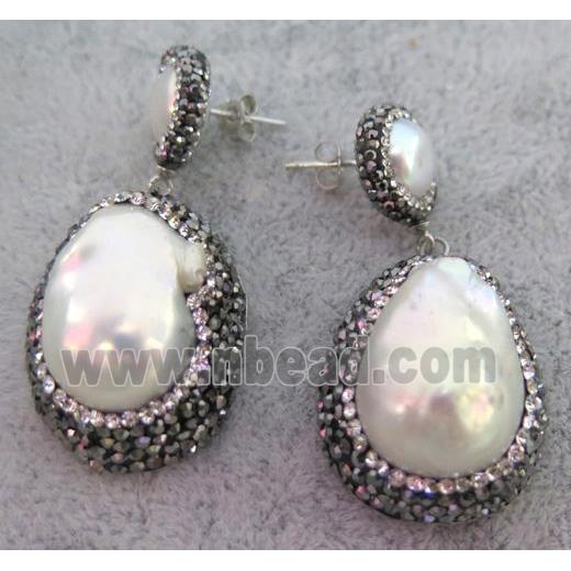 gemstone earring paved rhinestone