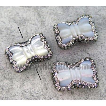 pearl shell bead paved rhinestone, butterfly