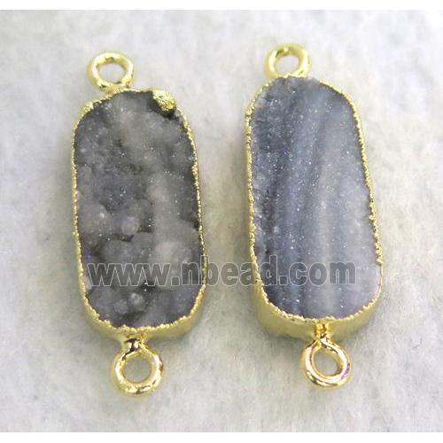sun agate druzy oval connector, gold plated