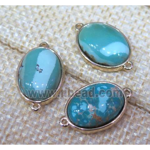 natural turquoise oval connector, green