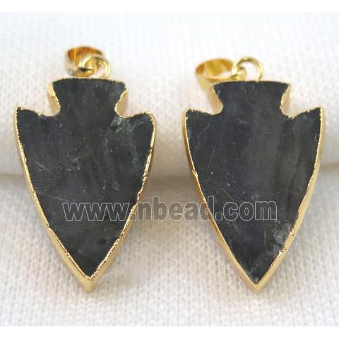 Labradorite pendant, arrowhead, gold plated